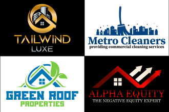 design real estate, mortgage, cleaning and construction logo