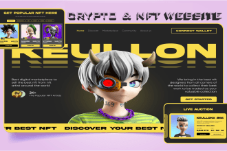 crypto landing page meme token website, nft landing page