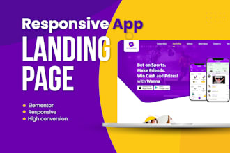 create professional app landing page website