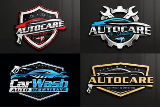 do car wash, auto detailing and automotive logo