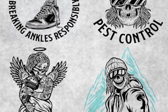 draw illustration skull, skeleton, vintage skull theme