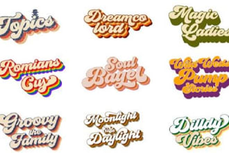 design high quality retro,vintage 70s style striped logo