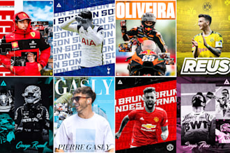 do any sports poster, flyer, wallpaper, or social media content