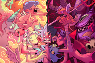 draw a digital cartoon illustration