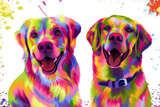 draw dog cat pet pop art and any animal portrait in 24 hours