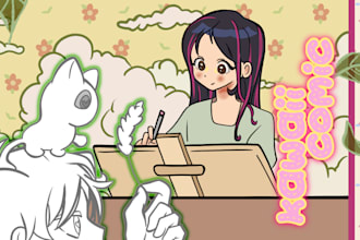draw a cute kawaii comic illustration or comic strip