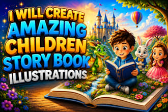 create amazing children story book illustrations for your book