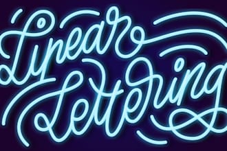 create stylish linear lettering in cursive, script, freehand