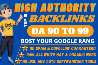 do high quality DR 90 to 99 permanent white hat seo dofollow backlinks