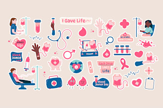 design big set cute stickers, character, animals emotion
