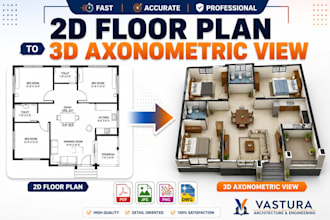 convert your 2d floor plan into a 3d axonometric view