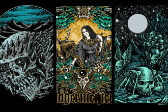 draw illustration art, dark art, horror, death metal, etc