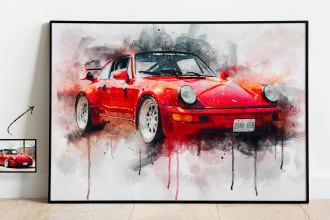 draw realistic watercolor portrait style car, bike vehicle