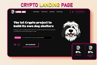 design crypto landing page, meme coin website, nft landing page