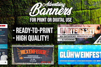 design advertising banners for printing or digital use