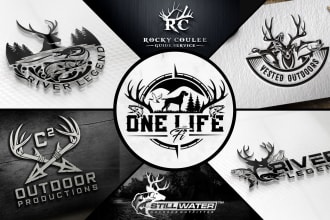 create professional outdoor hunting deer and fishing logo