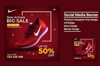 design social media post, banner, facebook ads banner, instagram post story