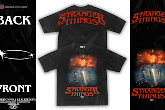 create a custom stranger things streetwear design shirt