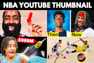 design youtube thumbnail for basketball or nba channel