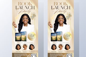 design a book launch, meet the author retractable event banner, welcome sign
