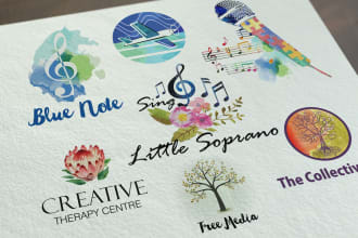create uniqe hand drawn water color illustration or logo