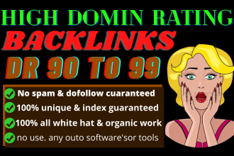 create high DR 90 to 99 homepage seo dofollow backlinks