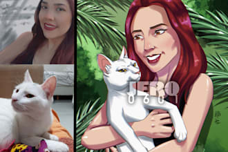 draw you a cute portrait with your pet