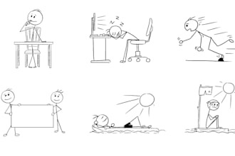 design clean stickfigure clipart of stickman and stick figure