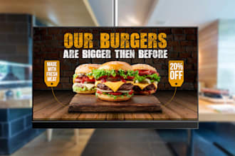 design restaurant static digital tv screen menu board