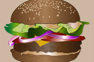 draw realistic food in a modern style
