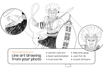 draw one line art and minimalist line art portrait in vector style