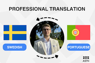 translate and proofread your texts from portuguese to swedish