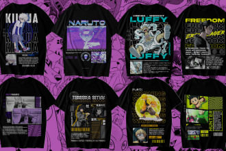 design anime t shirt, streetwear and shorts in unique style