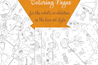 draw coloring pages in the line art style