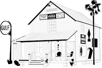 draw detailed line drawing of your house