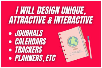 design interactive journals, calendars, planners, notebooks
