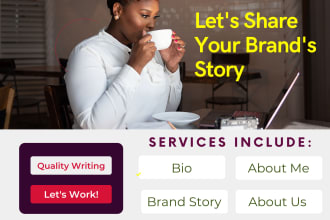 create an engaging personal bio, about us or brand story