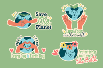 design cute stickers, character, animals emotion