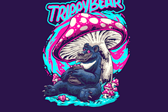 do modern trippy psychedelic style logo design