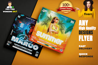 design attractive concert flyer poster, dj, summer, beach template