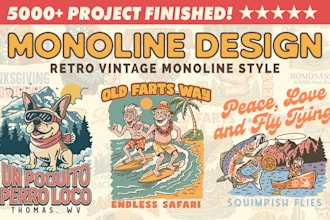 create monoline design and illustration for your brand