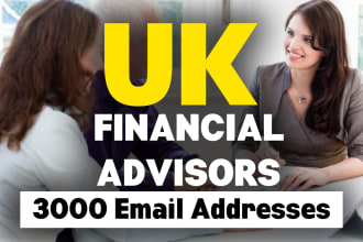 uk financial advisors email list, database, 3000 email addresses