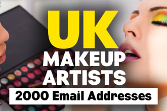 uk makeup artists email list, email database, 2000 email addresses