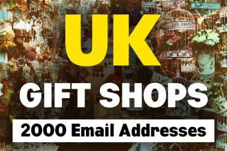 uk gift shops email list, email database, 2000 email addresses