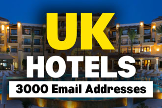 uk hotels email list, email database, 3000 email addresses