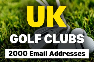 uk golf clubs email list, email database, 2000 email addresses