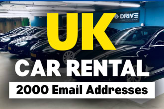 uk car rental email list, email database, 2000 email addresses