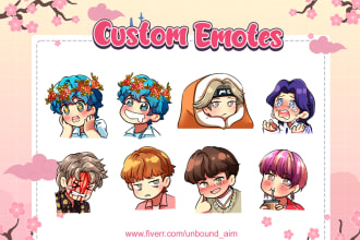 create custom chibi and cute anime vtuber emotes, twitch or kick emotes