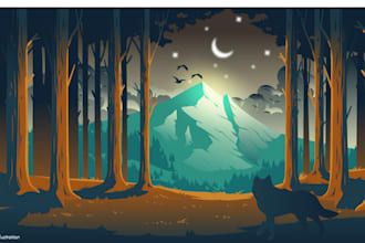 design flat 2d vector landscape illustrations