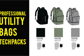 design all kinds of utility bag hand bag tech pack for manufacturing